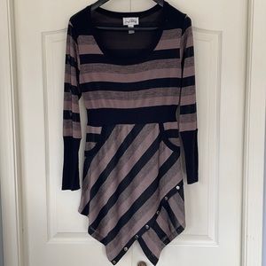 Joseph Ribkoff Brown & Black Striped Dress Size 14
